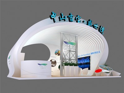 54平米展臺設(shè)計制作：二面開口/前衛(wèi)/型材結(jié)構(gòu)/白色，為房產(chǎn)展展商而作（免費(fèi)使用）