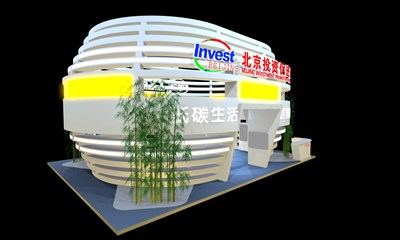 108平米展臺(tái)設(shè)計(jì)制作：二面開口/現(xiàn)代/木質(zhì)結(jié)構(gòu)/白色，為金融展展商而作（免費(fèi)使用）
