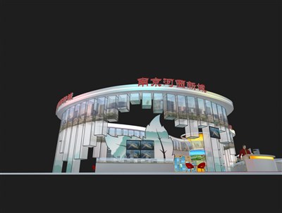 432平米展臺設計制作：四面開口/前衛(wèi)/桁架結構/白色，為成就招商展展商而作（免費使用）