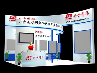 36平米展臺設計制作：三面開口/現(xiàn)代/木質結構/白色，為交通物流展展商而作（免費使用）