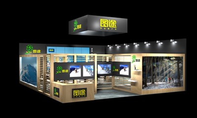 120平米展臺(tái)設(shè)計(jì)制作：一面開(kāi)口/前衛(wèi)/木質(zhì)結(jié)構(gòu)/米色，為服裝展展商而作（免費(fèi)使用）