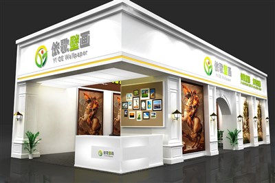 90平米展臺設計制作：二面開口/歐式/木質(zhì)結(jié)構(gòu)/白色，為工藝品展展商而作（免費使用）