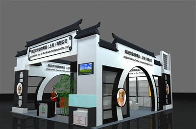 80平米展臺(tái)設(shè)計(jì)制作：三面開口/中式/木質(zhì)結(jié)構(gòu)/白色，為寵物水族展展商而作（免費(fèi)使用）