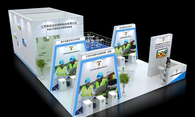 117平米展臺設(shè)計制作：三面開口/現(xiàn)代/木質(zhì)結(jié)構(gòu)/白色，為能源展展商而作（免費(fèi)使用）