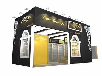 32平米展臺設(shè)計制作：一面開口/現(xiàn)代/木質(zhì)結(jié)構(gòu)/黑色，為樂器展展商而作（免費使用）