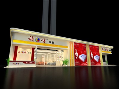 111.6平米展臺設(shè)計(jì)制作：二面開口/現(xiàn)代/木質(zhì)結(jié)構(gòu)/米色，為家具展展商而作（免費(fèi)使用）