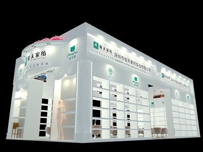 72平米展臺設計制作：三面開口/現代/木質結構/白色，為家具展展商而作（免費使用）