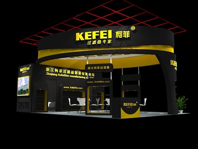 54平米展臺設(shè)計(jì)制作：二面開口/現(xiàn)代/木質(zhì)結(jié)構(gòu)/黑色，為機(jī)械展展商而作（免費(fèi)使用）