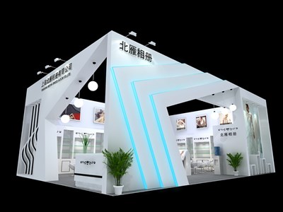 96平米展臺設計制作：二面開口/現代/木質結構/白色，為婚博會展商而作（免費使用）