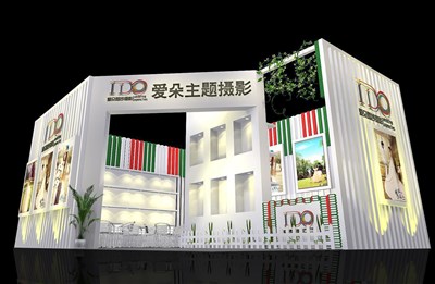 70平米展臺設計制作：一面開口/現代/木質結構/白色，為婚博會展商而作（免費使用）
