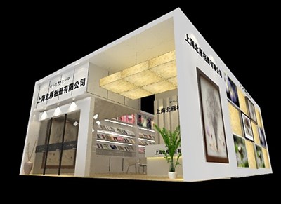 96平米展臺設(shè)計制作：一面開口/現(xiàn)代/木質(zhì)結(jié)構(gòu)/灰色，為婚博會展商而作（免費使用）