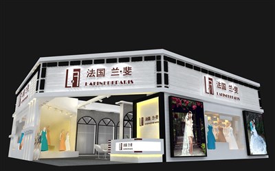 156平米展臺設計制作：二面開口/現代/木質結構/白色，為婚博會展商而作（免費使用）