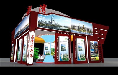 50.4平米展臺(tái)設(shè)計(jì)制作：三面開口/中式/木質(zhì)結(jié)構(gòu)/咖啡色，為文博會(huì)展商而作（免費(fèi)使用）
