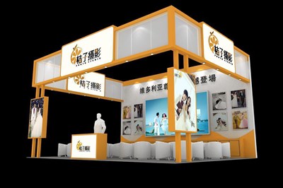 48平米展臺設(shè)計制作：三面開口/現(xiàn)代/木質(zhì)結(jié)構(gòu)/白色，為婚博會展商而作（免費使用）