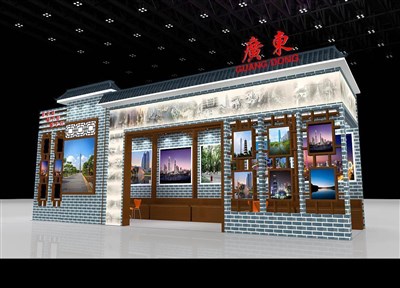 34.5平米展臺(tái)設(shè)計(jì)制作：三面開口/中式/木質(zhì)結(jié)構(gòu)/灰色，為文博會(huì)展商而作（免費(fèi)使用）