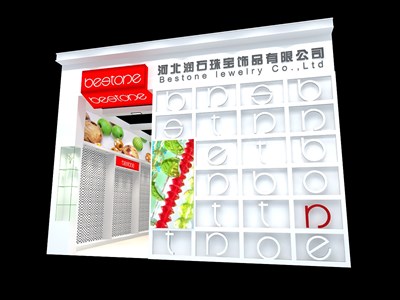 36平米展臺(tái)設(shè)計(jì)制作：一面開(kāi)口/現(xiàn)代/木質(zhì)結(jié)構(gòu)/白色，為珠寶展展商而作（免費(fèi)使用）