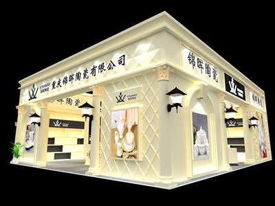 120平米展臺(tái)設(shè)計(jì)制作：一面開(kāi)口/現(xiàn)代/木質(zhì)結(jié)構(gòu)/白色，為日用品展展商而作（免費(fèi)使用）