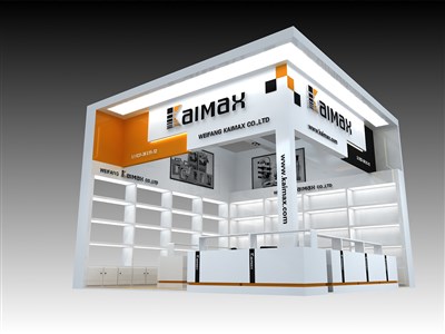 36平米展臺設計制作：二面開口/現(xiàn)代/木質結構/白色，為日用品展展商而作（免費使用）