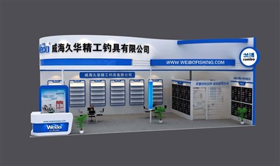 72平米展臺設計制作：二面開口/現(xiàn)代/木質(zhì)結構/白色，為釣具展展商而作（免費使用）