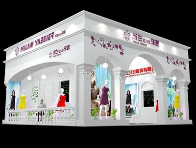 81平米展臺設(shè)計制作：二面開口/歐式/木質(zhì)結(jié)構(gòu)/白色，為美博會展商而作（免費使用）
