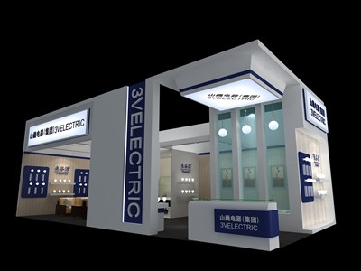 72平米展臺設計制作：二面開口/現(xiàn)代/木質結構/白色，為照明展展商而作（免費使用）
