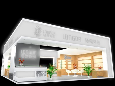 120平米展臺(tái)設(shè)計(jì)制作：一面開口/現(xiàn)代/木質(zhì)結(jié)構(gòu)/白色，為日用品展展商而作（免費(fèi)使用）