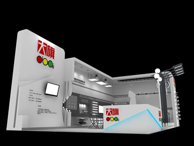 72平米展臺設計制作：二面開口/現(xiàn)代/木質結構/白色，為照明展展商而作（免費使用）