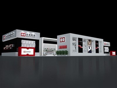 144平米展臺(tái)設(shè)計(jì)制作：二面開口/前衛(wèi)/木質(zhì)結(jié)構(gòu)/灰色，為眼鏡展展商而作（免費(fèi)使用）