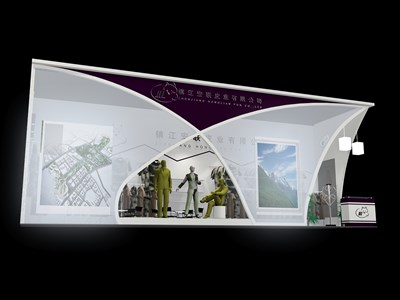 36平米展臺設(shè)計制作：二面開口/前衛(wèi)/型材結(jié)構(gòu)/白色，為服裝展展商而作（免費(fèi)使用）