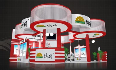 81平米展臺設(shè)計制作：三面開口/現(xiàn)代/木質(zhì)結(jié)構(gòu)/紅色，為照明展展商而作（免費(fèi)使用）