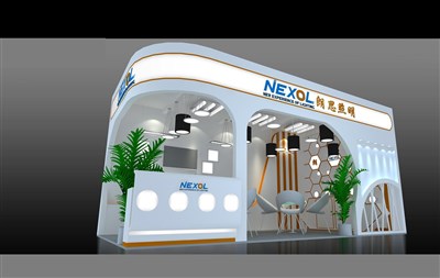 18平米展臺設計制作：二面開口/前衛(wèi)/木質(zhì)結(jié)構(gòu)/白色，為照明展展商而作（免費使用）