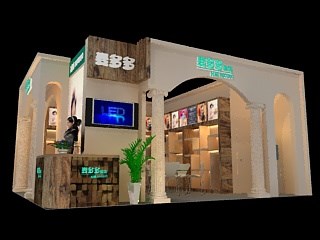 42平米展臺設(shè)計制作：二面開口/歐式/木質(zhì)結(jié)構(gòu)/米色，為婚博會展商而作（免費使用）