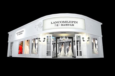 128平米展臺設計制作：二面開口/歐式/木質結構/白色，為婚博會展商而作（免費使用）