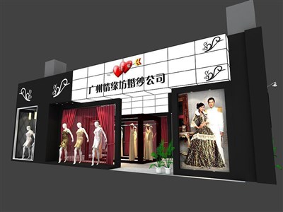 84平米展臺設計制作：一面開口/現(xiàn)代/木質結構/黑色，為婚博會展商而作（免費使用）