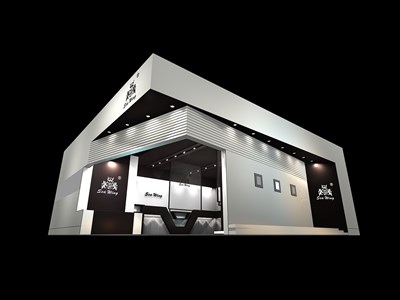 149.5平米展臺(tái)設(shè)計(jì)制作：二面開口/現(xiàn)代/木質(zhì)結(jié)構(gòu)/白色，為服裝展展商而作（免費(fèi)使用）