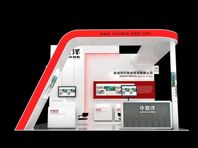 36平米展臺(tái)設(shè)計(jì)制作：三面開(kāi)口/現(xiàn)代/木質(zhì)結(jié)構(gòu)/白色，為醫(yī)藥展展商而作（免費(fèi)使用）