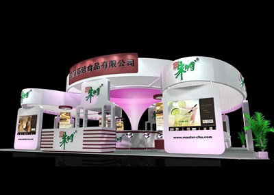 156平米展臺設(shè)計制作：四面開口/現(xiàn)代/木質(zhì)結(jié)構(gòu)/白色，為食品展展商而作（免費使用）