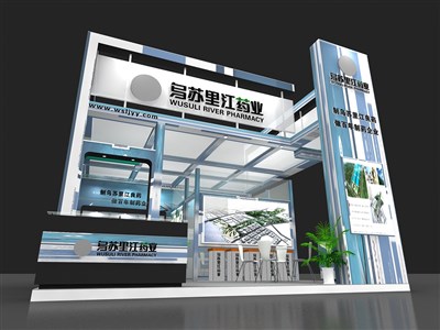 36平米展臺(tái)設(shè)計(jì)制作：二面開(kāi)口/現(xiàn)代/木質(zhì)結(jié)構(gòu)/白色，為食品展展商而作（免費(fèi)使用）