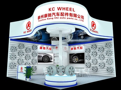 36平米展臺設計制作：二面開口/現(xiàn)代/木質(zhì)結構/白色，為汽配展展商而作（免費使用）