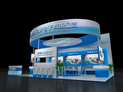 54平米展臺設(shè)計制作：三面開口/前衛(wèi)/木質(zhì)結(jié)構(gòu)/藍色，為汽配展展商而作（免費使用）