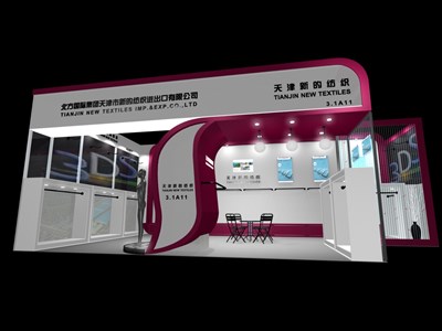 30平米展臺設(shè)計制作：一面開口/現(xiàn)代/木質(zhì)結(jié)構(gòu)/白色，為紡織展展商而作（免費使用）