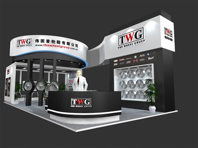 72平米展臺設(shè)計制作：二面開口/前衛(wèi)/木質(zhì)結(jié)構(gòu)/灰色，為汽配展展商而作（免費使用）