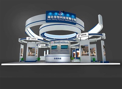 144平米展臺設計制作：四面開口/現(xiàn)代/木質結構/藍色，為汽配展展商而作（免費使用）
