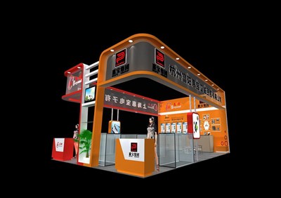 54平米展臺設(shè)計制作：三面開口/現(xiàn)代/木質(zhì)結(jié)構(gòu)/彩色，為汽配展展商而作（免費使用）
