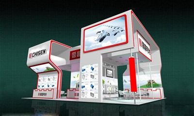 108平米展臺設計制作：四面開口/現(xiàn)代/木質結構/白色，為汽配展展商而作（免費使用）