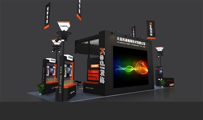 90平米展臺設(shè)計制作：四面開口/前衛(wèi)/木質(zhì)結(jié)構(gòu)/黑色，為安防展展商而作（免費使用）