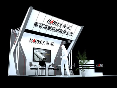 36平米展臺設(shè)計制作：三面開口/現(xiàn)代/木質(zhì)結(jié)構(gòu)/灰色，為汽配展展商而作（免費使用）