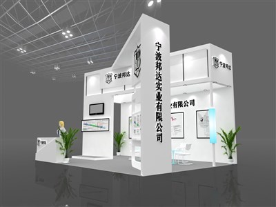 35平米展臺設(shè)計制作：三面開口/前衛(wèi)/木質(zhì)結(jié)構(gòu)/白色，為汽配展展商而作（免費(fèi)使用）