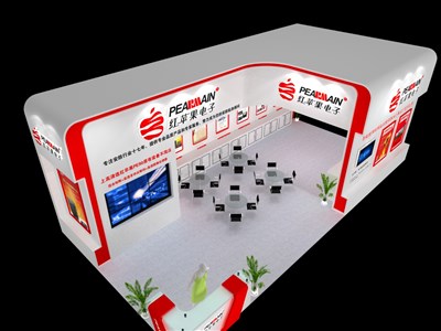 72平米展臺(tái)設(shè)計(jì)制作：三面開口/現(xiàn)代/木質(zhì)結(jié)構(gòu)/白色，為安防展展商而作（免費(fèi)使用）
