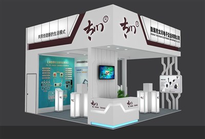 36平米展臺設(shè)計制作：三面開口/現(xiàn)代/木質(zhì)結(jié)構(gòu)/白色，為安防展展商而作（免費(fèi)使用）